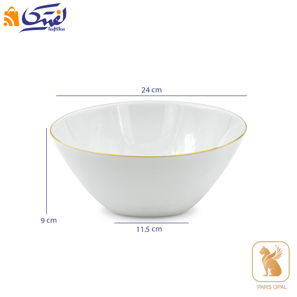 کاسه سالاد خوری سفید لب طلا پارس اپال