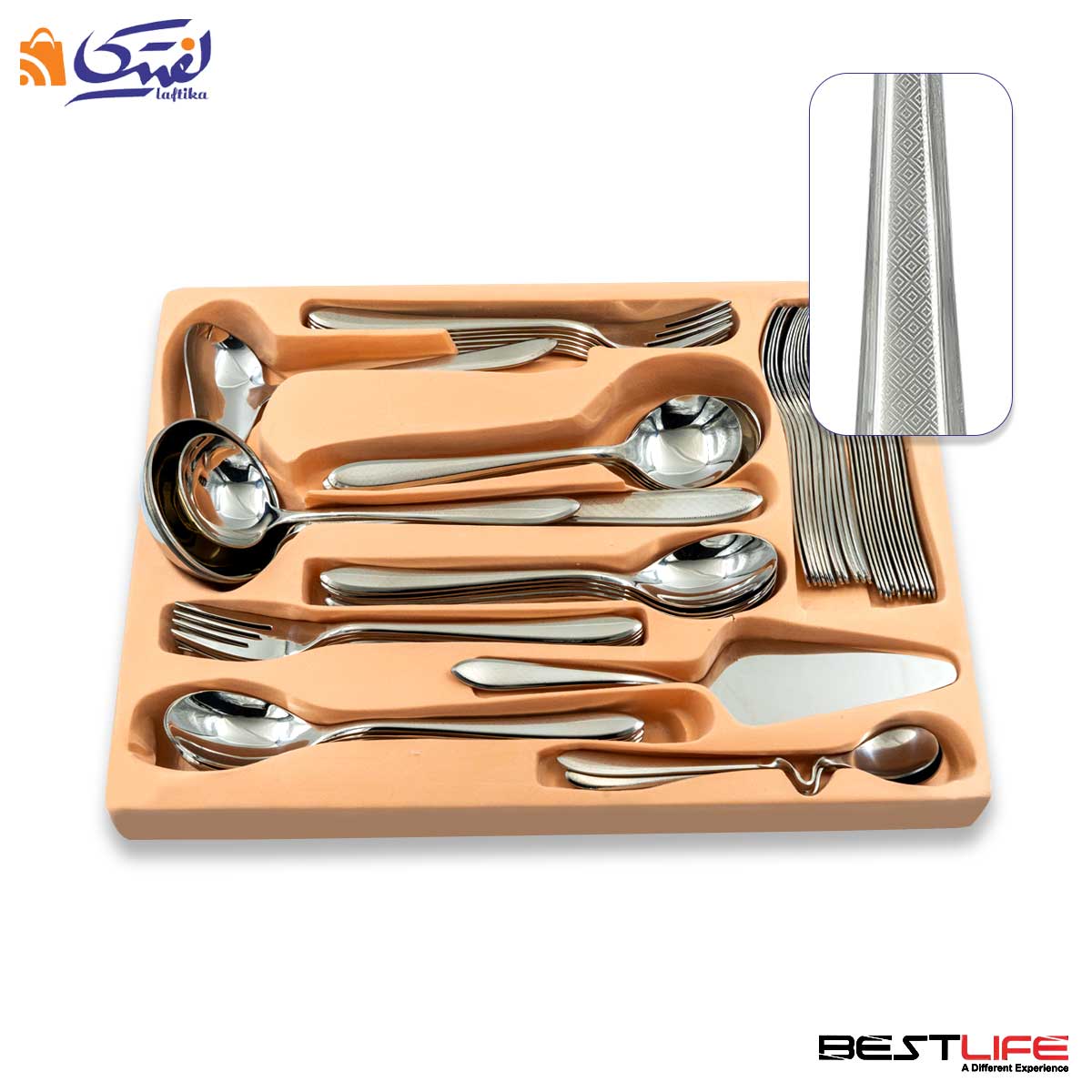 سرویس قاشق و چنگال 143 پارچه بست لایف مدل 202ML