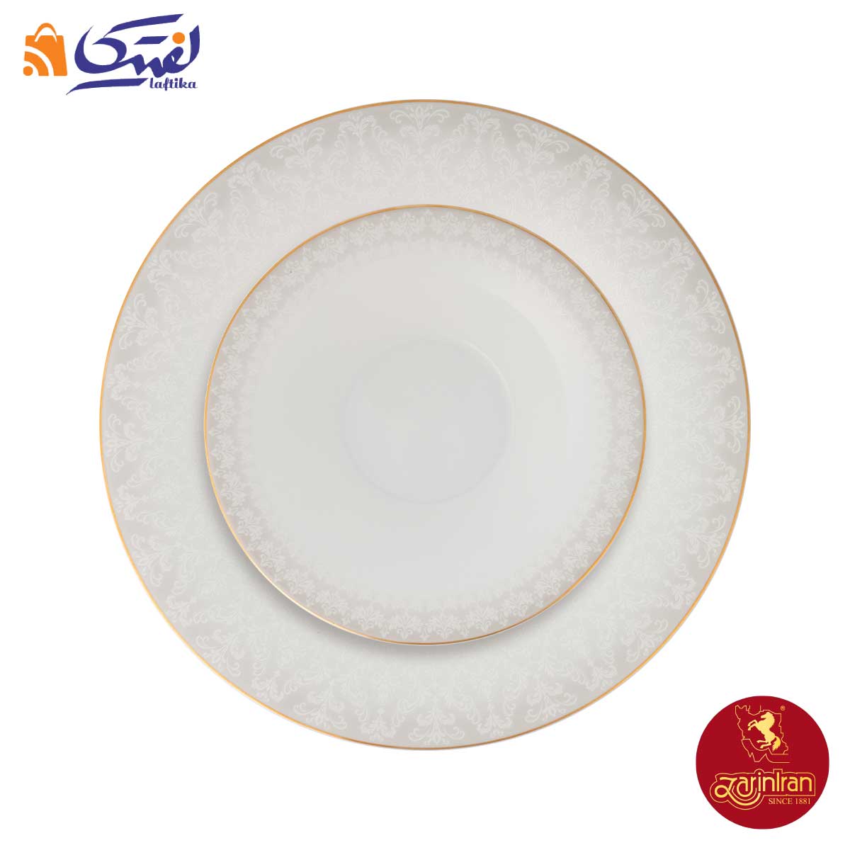 نمای بالای سرویس چینی زرین شهرزاد سریر سپید 6 نفره 35 پارچه