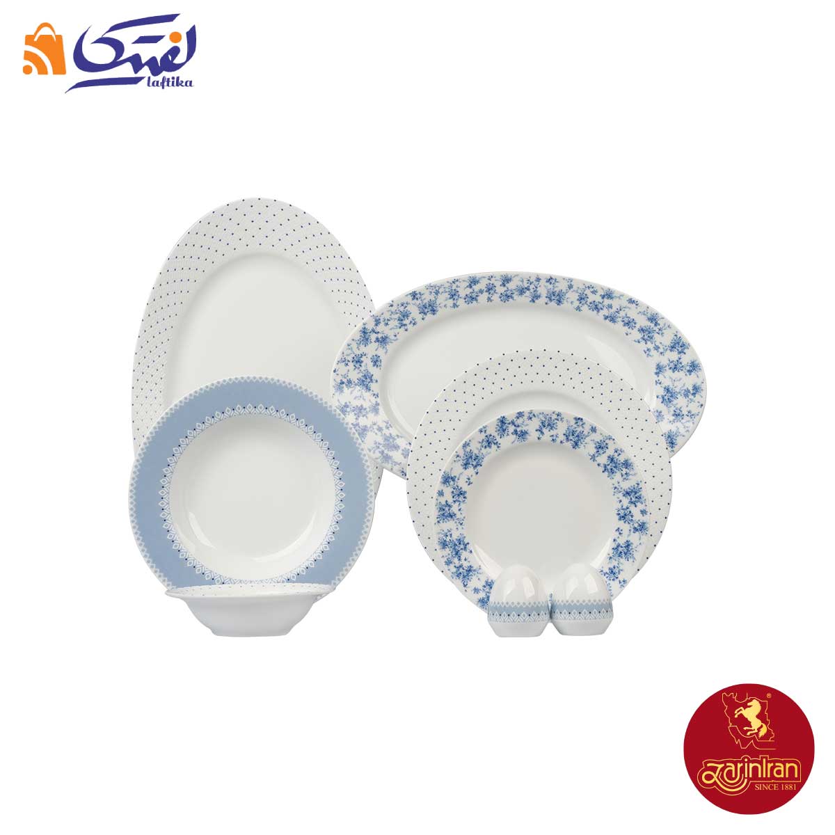سرویس غذاخوری نیلوانا چینی زرین ایتالیا اف 6 نفره 28 پارچه