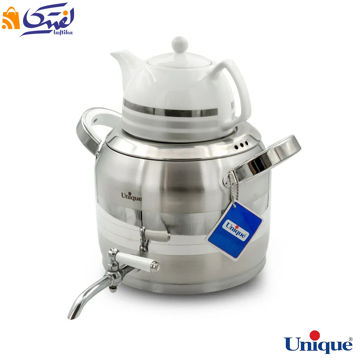 کتری استیل 5 لیتر با قوری چینی طرح ترک یونیک UN-7295 دسته کالیت نسوز