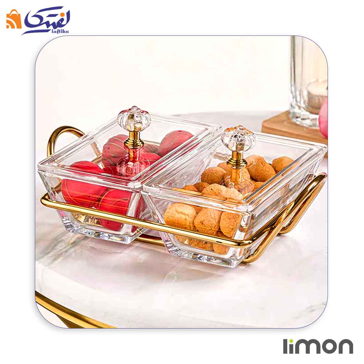 اردورخوری شیشه ای لیمون مستطیل 2 خانه 2103