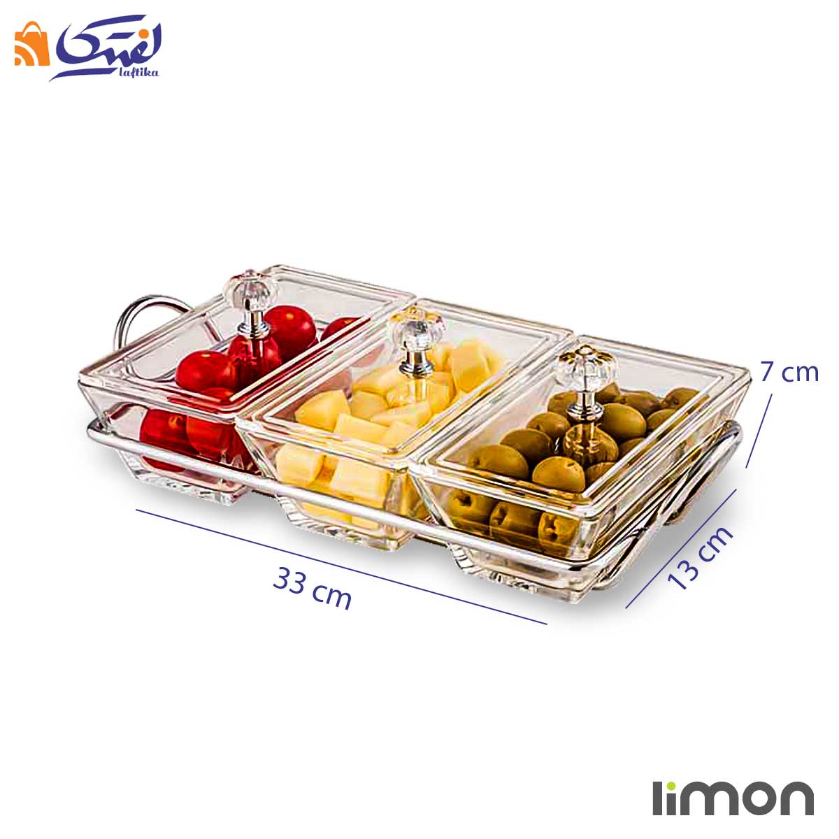 اردور خوری شیشه ای 3 خانه لیمون کد 2104