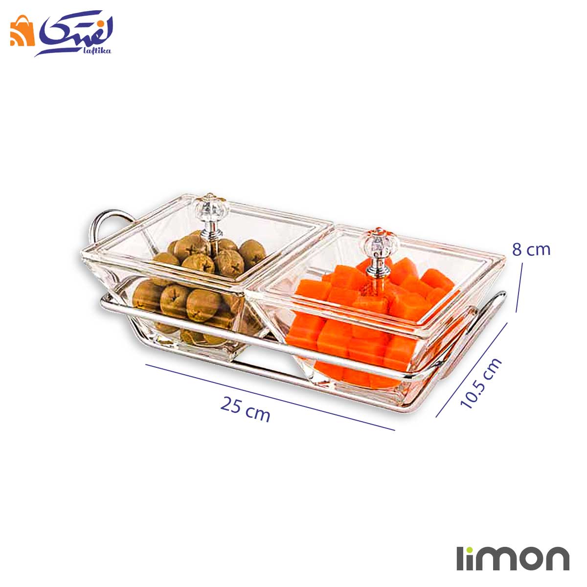 اردورخوری شیشه ای لیمون مربع 2 خانه