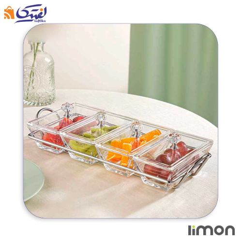 اردورخوری شیشه ای لیمون مستطیل 4 خانه 2105