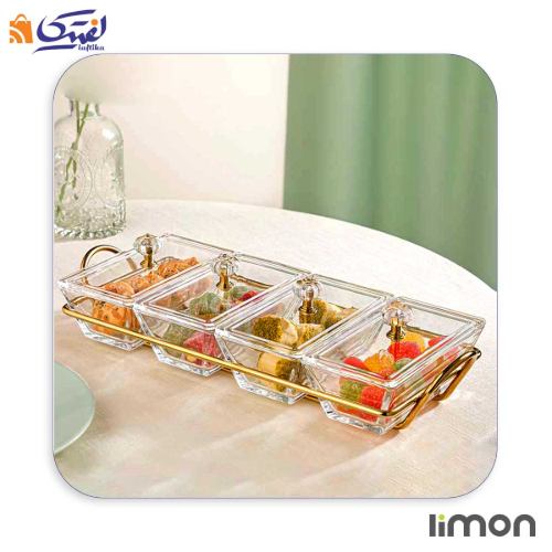 اردورخوری شیشه ای لیمون مستطیل 4 خانه 2105