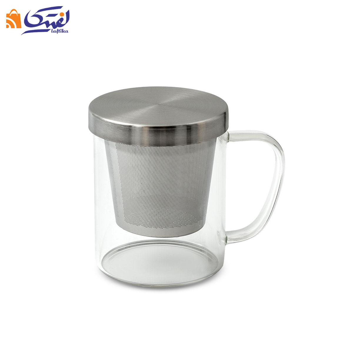 دمنوش درب استیل و داخل استیل دسته دار 400 میلی لیتر وارداتی