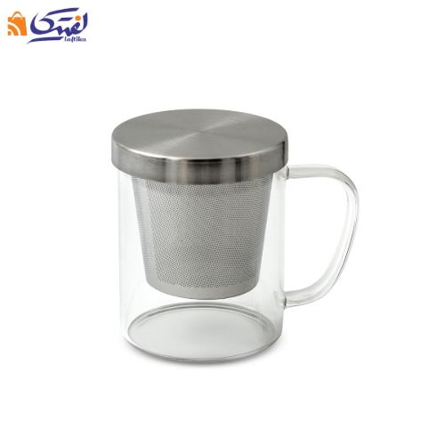 دمنوش درب استیل و داخل استیل دسته دار 400 میلی لیتر وارداتی