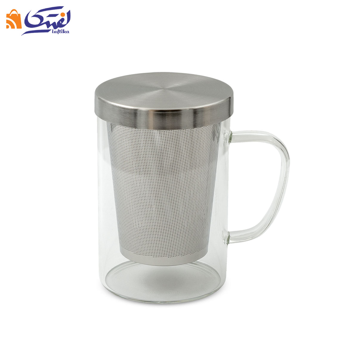 دمنوش درب استیل و داخل استیل دسته دار 500 میلی لیتر وارداتی