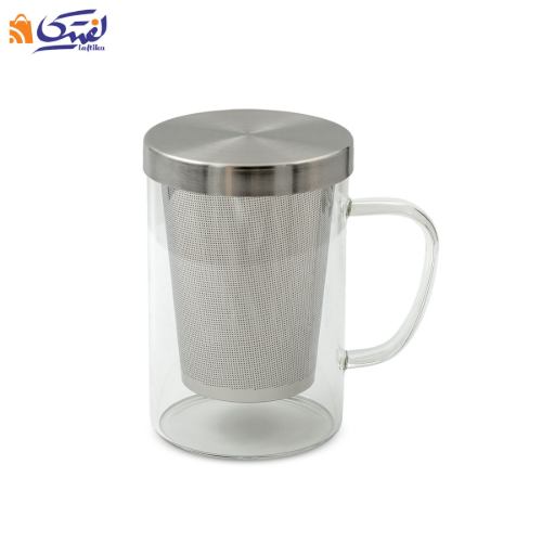 دمنوش درب استیل و داخل استیل دسته دار 500 میلی لیتر وارداتی