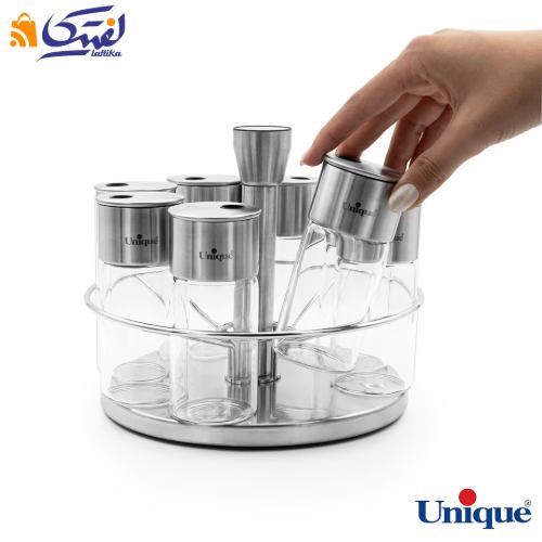 قیمت ست جا ادویه ادویه 8 عددی استیل یونیک مدل استند گرد UN-1622