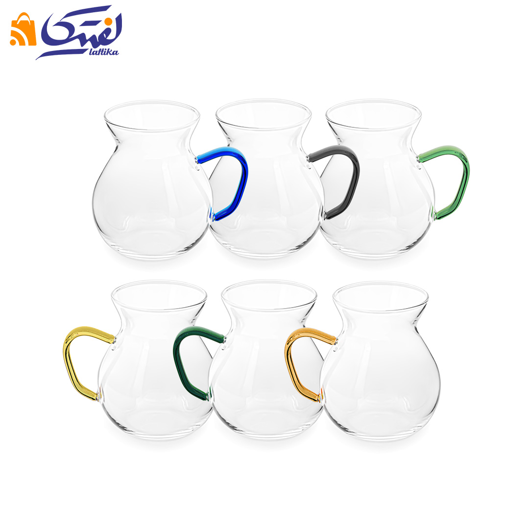 استکان دسته رنگی پیرکس