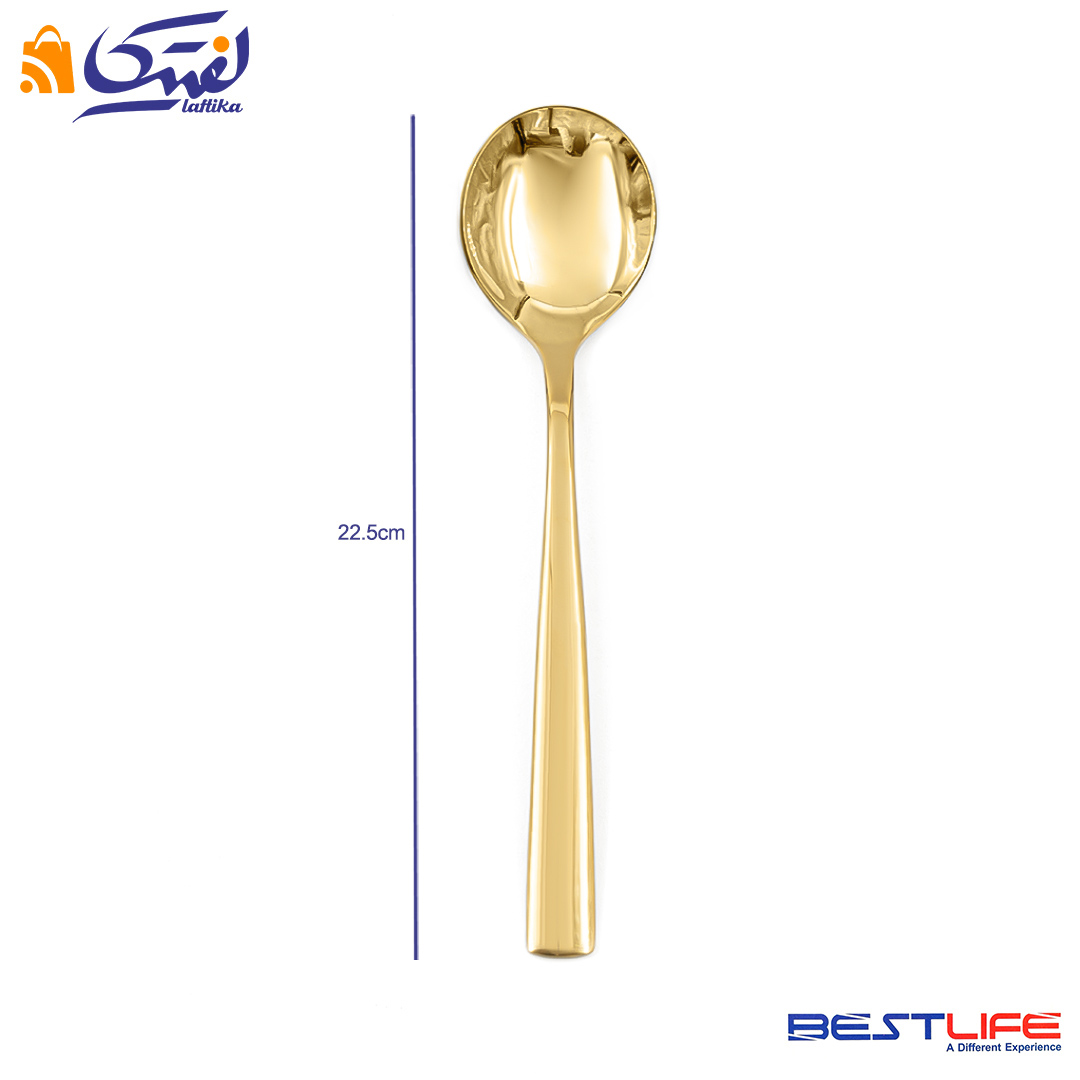 قیمت قاشق سوپ خوری 6 عددی بست لایف مدل 2FULL GOLDL-M-187