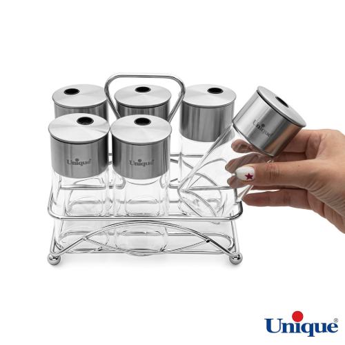 خرید ست جا ادویه 6 عددی استیل مستطیل یونیک UN-1626