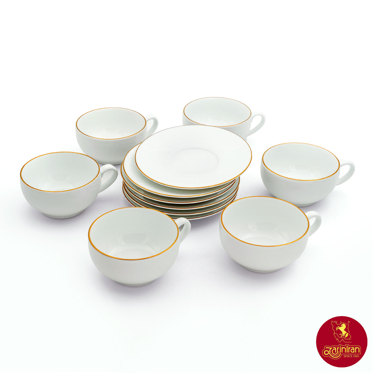 سرویس کاپوچینو زرین زرگلد 6 نفره چینی زرین سایز 10 ایتالیا اف