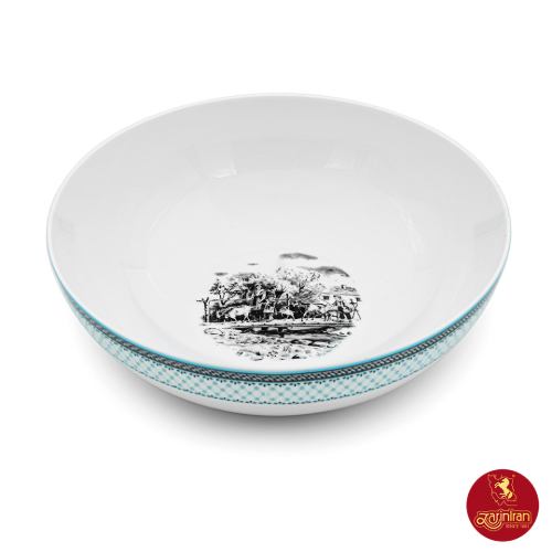 خرید سرویس پیاله ایتالیا اف چینی زرین 13 پارچه طرح ویلیج آبی