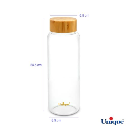 بطری آب شیشه ای UN-3058 یونیک متوسط درب چوبی 1030 میلی لیتر