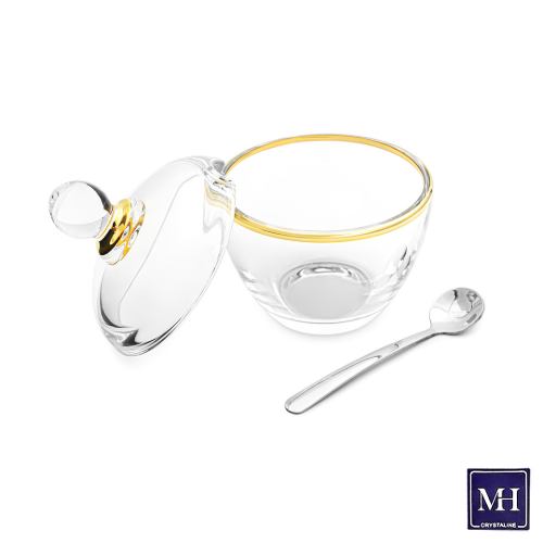 قیمت ظرف عسل خوری قاشق دار لب طلا Basic
