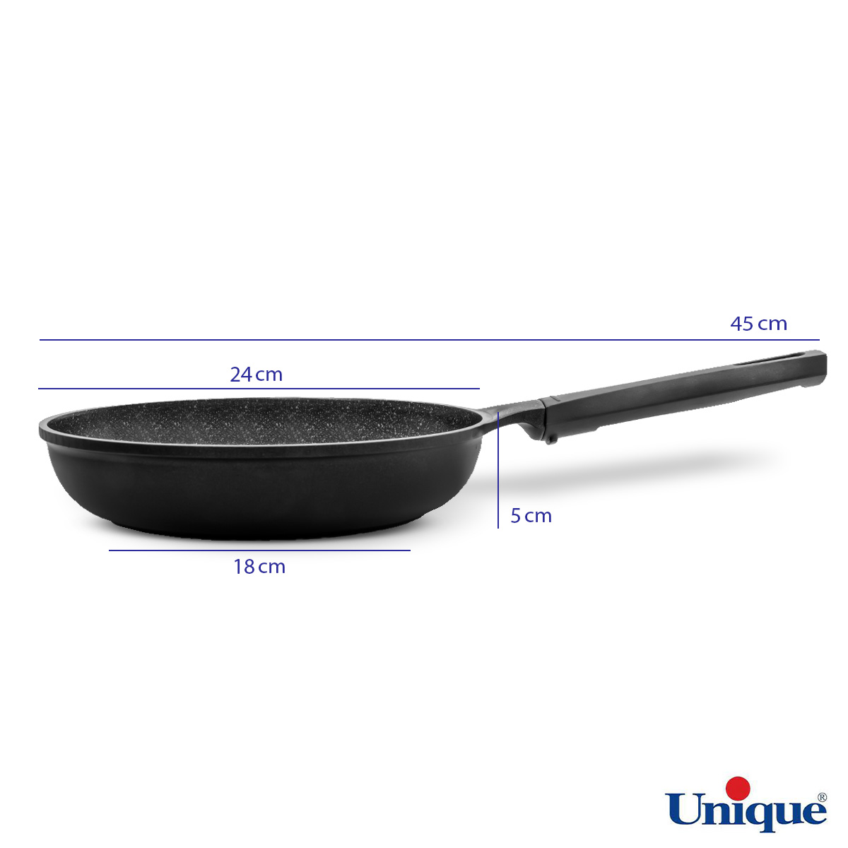 تابه تک دسته یونیک سایز 24 کف گرانیت مشکی