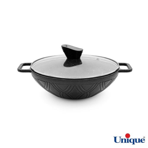 تابه ووک درب دار دو دسته سایز 26 یونیک UN-6035