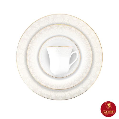 خرید سرویس چینی زرین شهرزاد طرح سریر سپید 12 نفره 108 پارچه