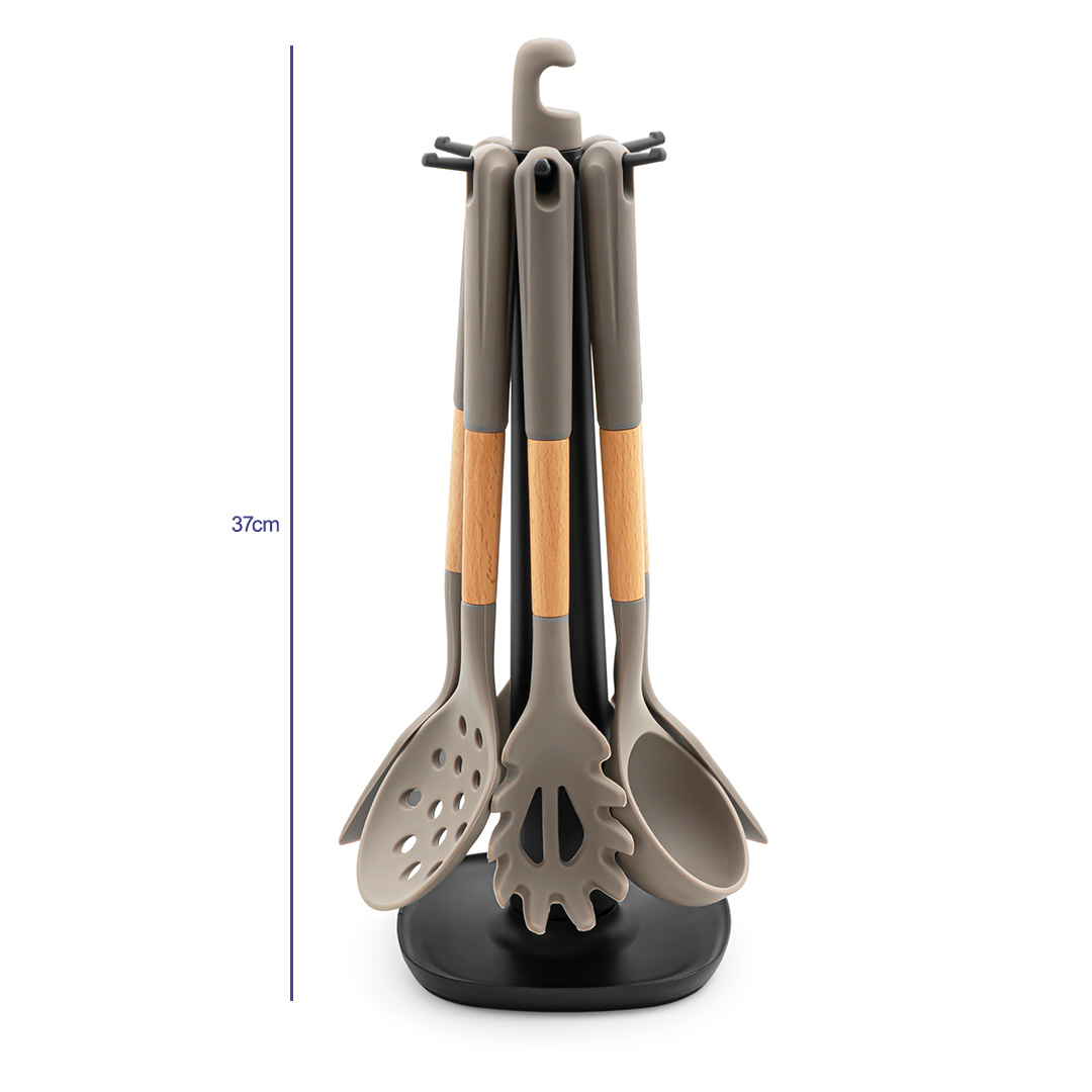 ابعاد سرویس کفگیر ملاقه سیلیکونی اسکیت 7 پارچه کد 32C