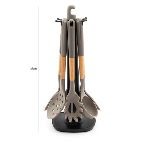 ابعاد سرویس کفگیر ملاقه سیلیکونی اسکیت 7 پارچه کد 32C