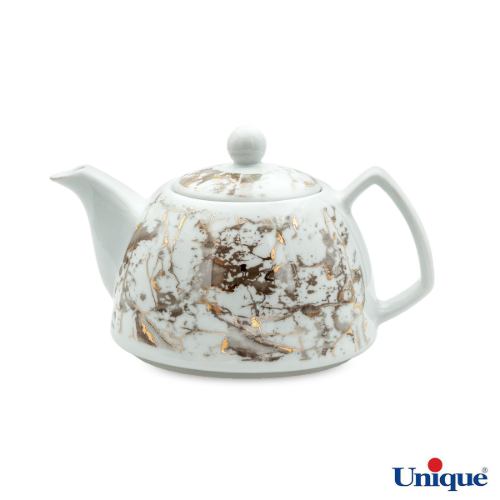 قوری چینی یونیک مدل گرانیت طلایی UN-7542