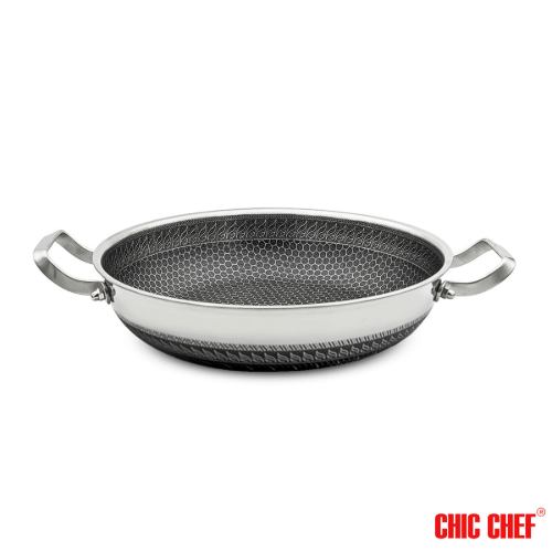 تابه استیل کربنی CHI-3030 دو دسته چیک شف سایز 30