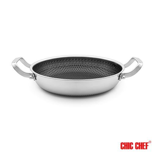 تابه استیل کربنی CHI-3026 دو دسته چیک شف سایز 26