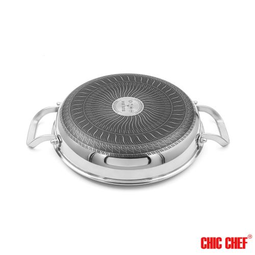 کیفیت تابه استیل کربنی CHI-3026 دو دسته چیک شف سایز 26