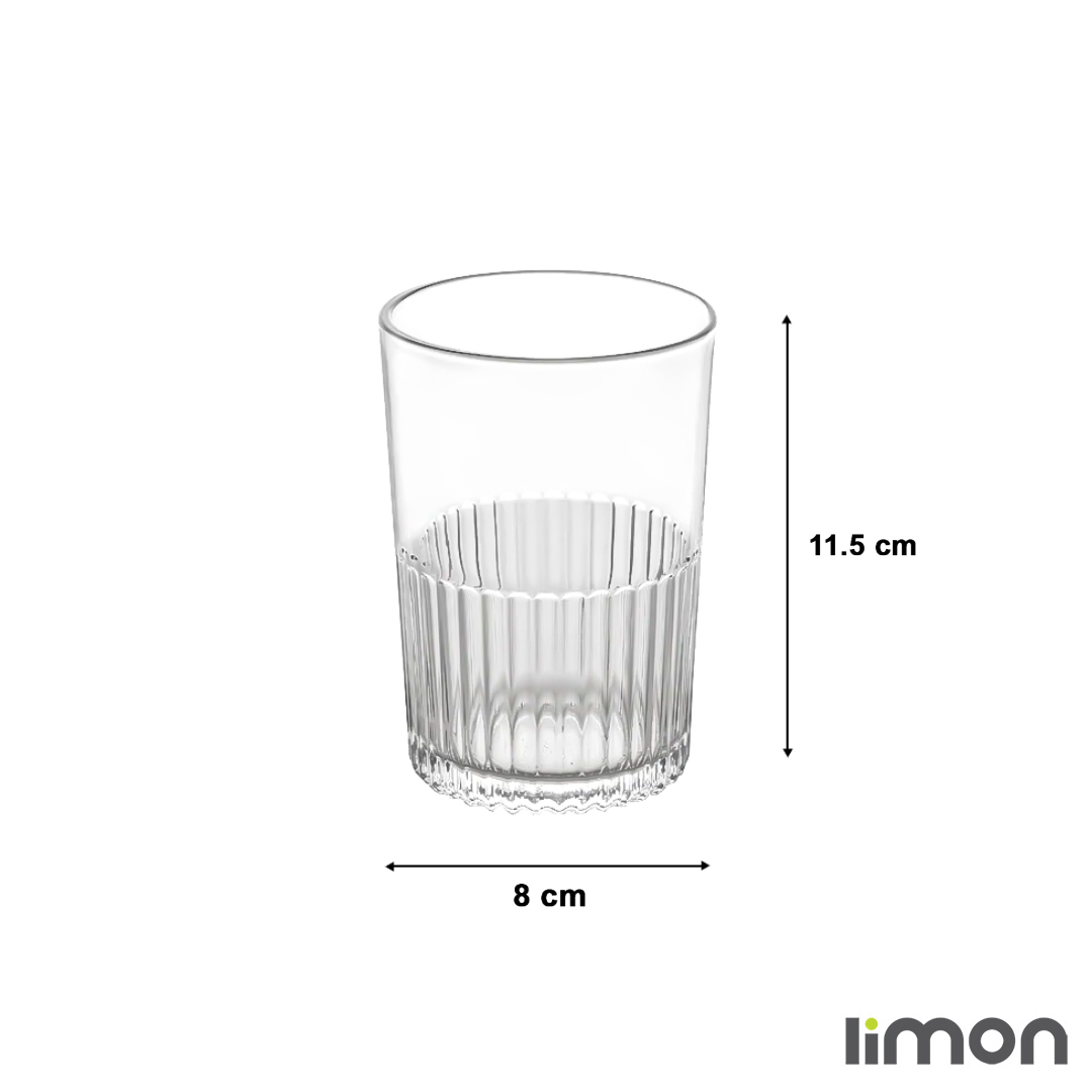 ابعاد لیوان شیشه ای لیمون شیاردار 350 سی سی تک عددی 2216
