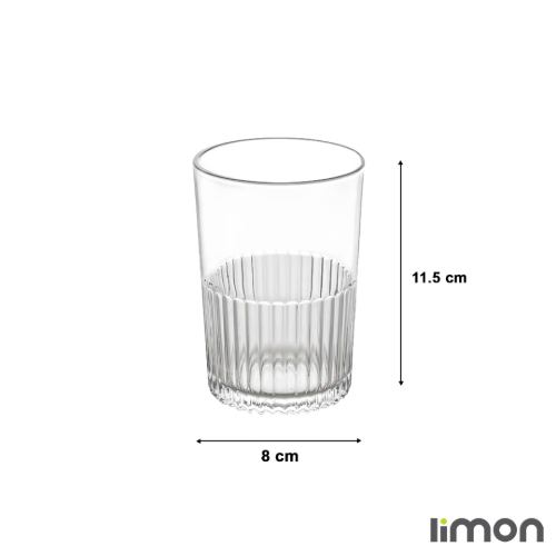 ابعاد لیوان شیشه ای لیمون شیاردار 350 سی سی تک عددی 2216
