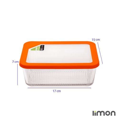 ست ظرف شیشه ای لیمون درب دار شیار دار مستطیل 6 پارچه 2100