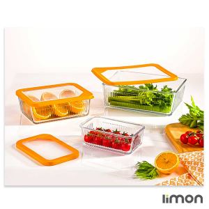 ست ظرف شیشه ای لیمون درب دار شیار دار مستطیل 6 پارچه 2100