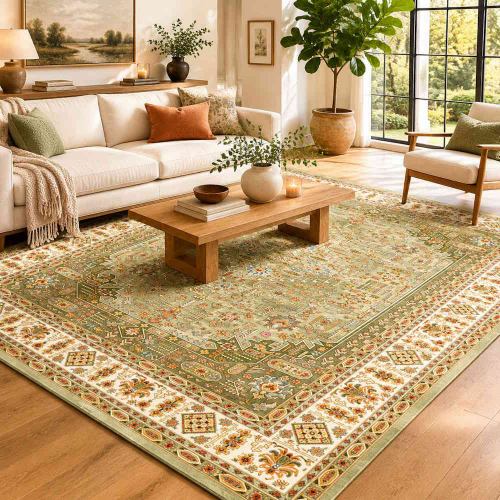نقشه فرش افشان سبز رزالین تراکم 3600 سنگین کالکشن ریماز A3028-8