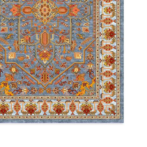فرش هندسی نقره آبی رزالین تراکم 3600 سنگین کالکشن ریماز