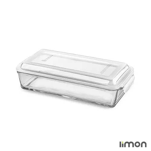 ظرف شیشه ای مستطیل دربدار لیمون 1.4 لیتر کد 2050