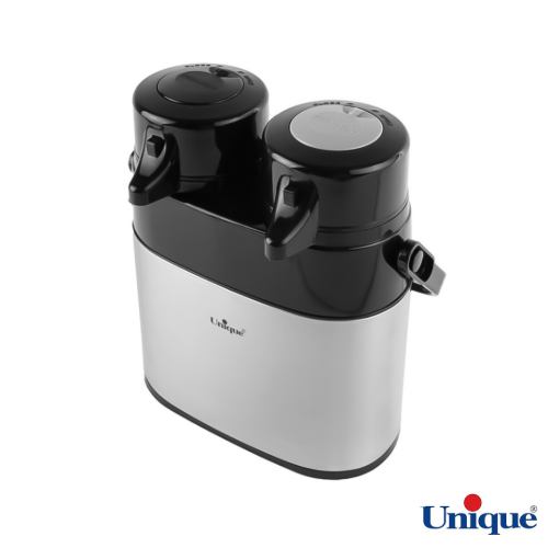 خرید فلاسک دوقلو 1.3 لیتر استیل شیشه دار یونیک UN-9030