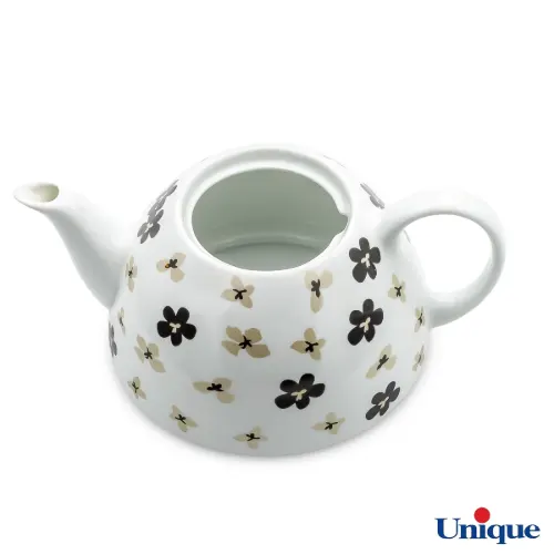قوری چینی یونیک مدل گل طوسی UN-7542