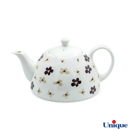 قوری چینی یونیک مدل گل طوسی UN-7542