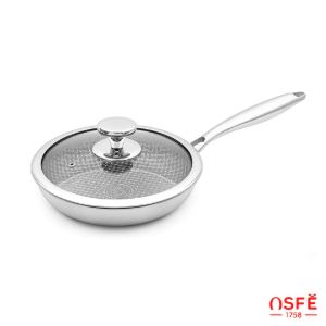 تابه تک دسته استیل کربنی OSFE درب دار سری 1758 سایز 22 مدل os-t22