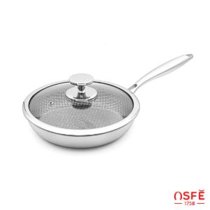 تابه تک دسته استیل کربنی OSFE درب دار سری 1758 سایز 24 مدل os-t24