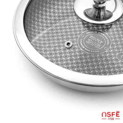 قیمت تابه تک دسته استیل کربنی OSFE درب دار سری 1758 سایز 24 مدل os-t24