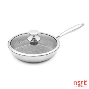 تابه تک دسته استیل کربنی OSFE درب دار سری 1758 سایز 26 مدل os-t26