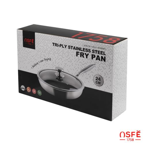 تابه تک دسته استیل کربنی OSFE درب دار سری 1758
