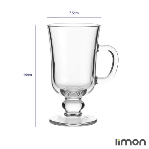 ابعاد لیوان پایه دار شیشه ای لیمون 6 عددی کد 2446