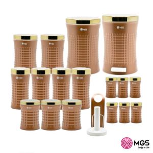 سرویس آشپزخانه 18 پارچه کریستالی ام جی اس MGS رزگلد درب طلایی