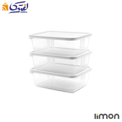 خرید ظرف نگهدارنده مستطیل 2.5 لیتر 3 عددی لیمون 2407