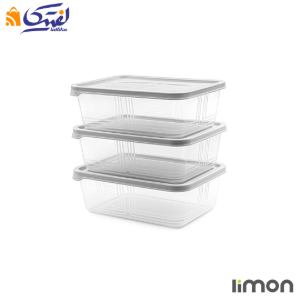 ظرف نگهدارنده مستطیل 2.5 لیتر 3 عددی لیمون 2407
